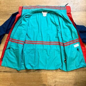 Vintage Silvercord Blue & Red Retro Windbreaker Jacket Stripes Pull Cord Nautica